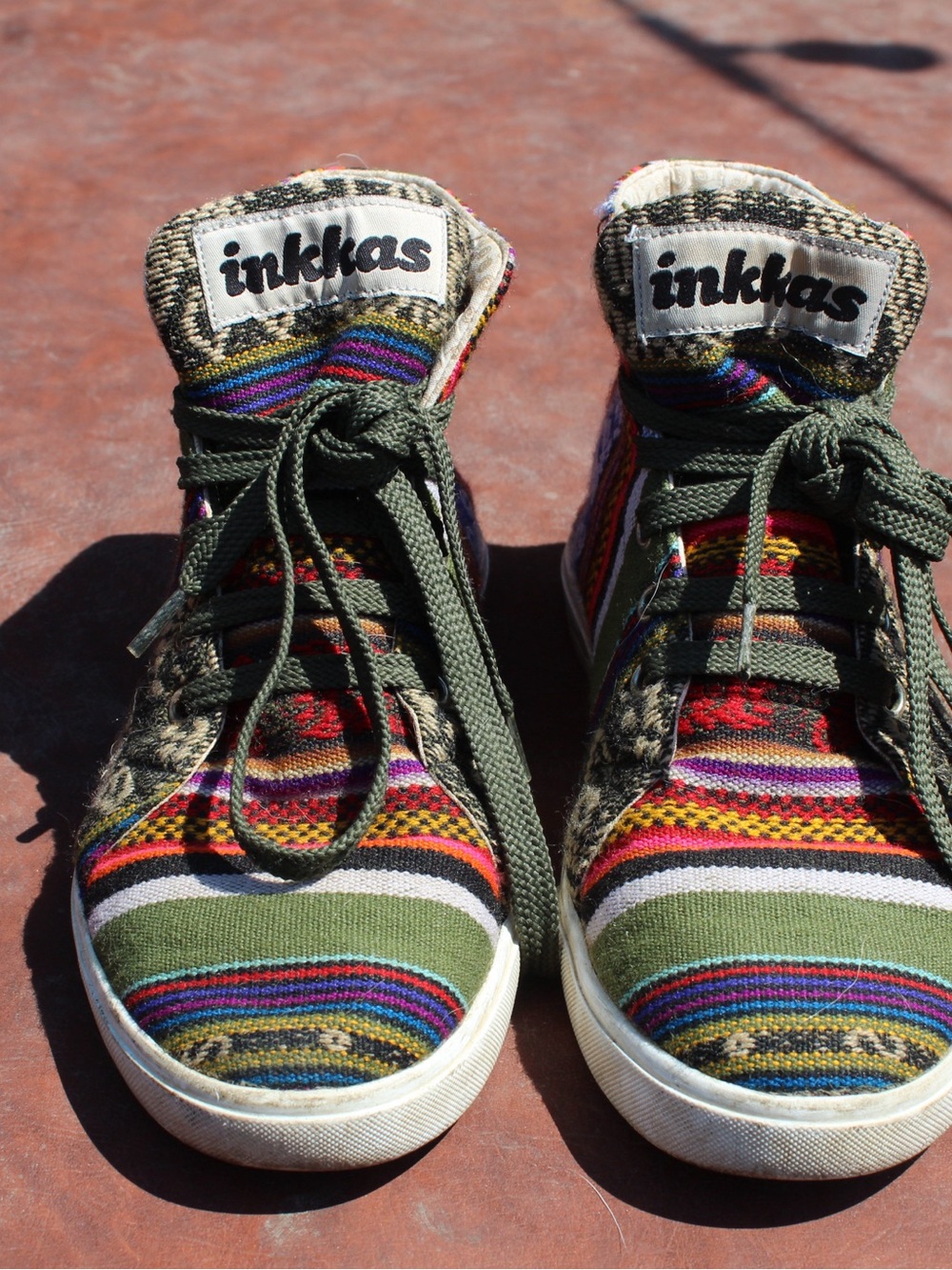 inkkas Women's High-Top Sneakers in Green Multi-Stripe